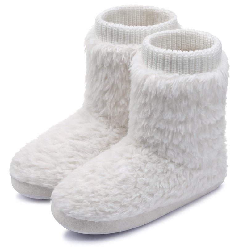 MIXIN Women's Comfort Warm Faux Fleece Fuzzy Ankle Bootie Slippers Plush Lining Slip-on House Shoes Anti-Slip Sole Indoor/Outdoor - Image 1